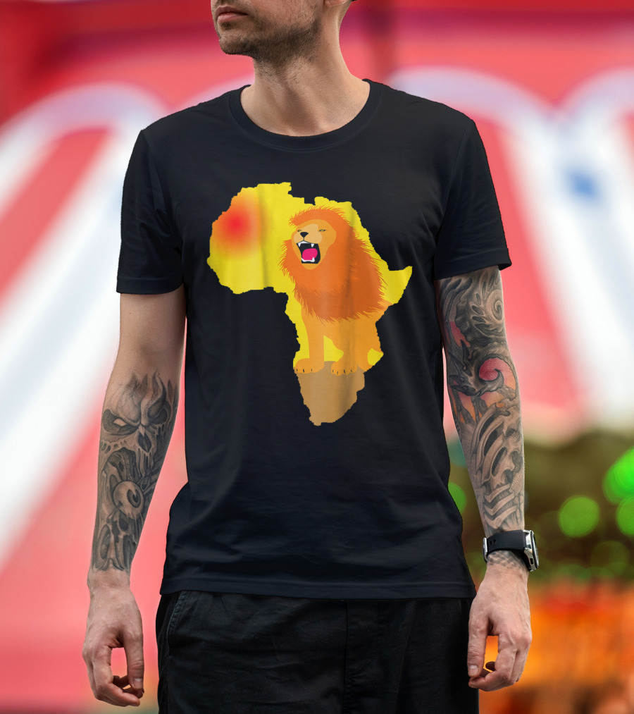Africa Lion Map Big Five Safari Dad South Animals T-Shirt