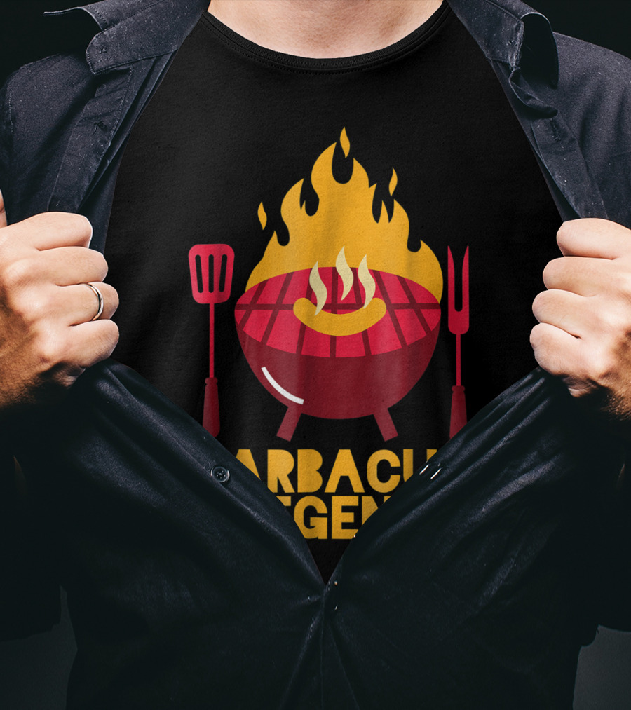 Barbecue Legend Hot BBQ Flaming Grill Grilling Dad62 T-Shirt