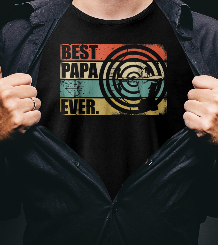 Best Papa Ever Archery Retro Target T-Shirt
