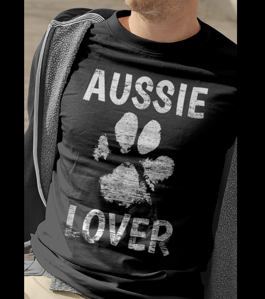 Aussie Dog Lover Australian Shepherd Paw Prints T-Shirt