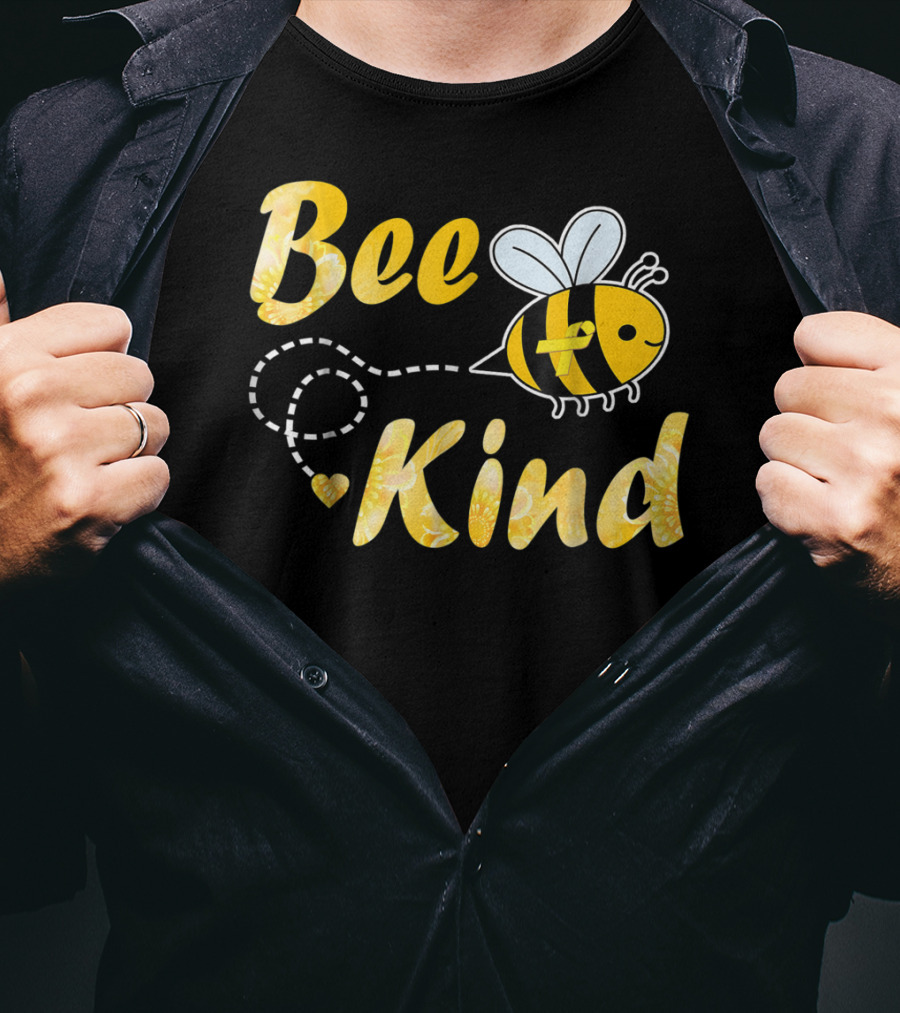 Bee Kind Childhood Cancer Gold Ribbon Warrior64 T-Shirt
