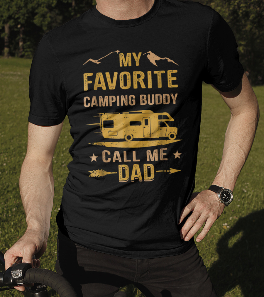 My Favorite Camping Buddy Call Me Dad Camper Van Mountains T-Shirt