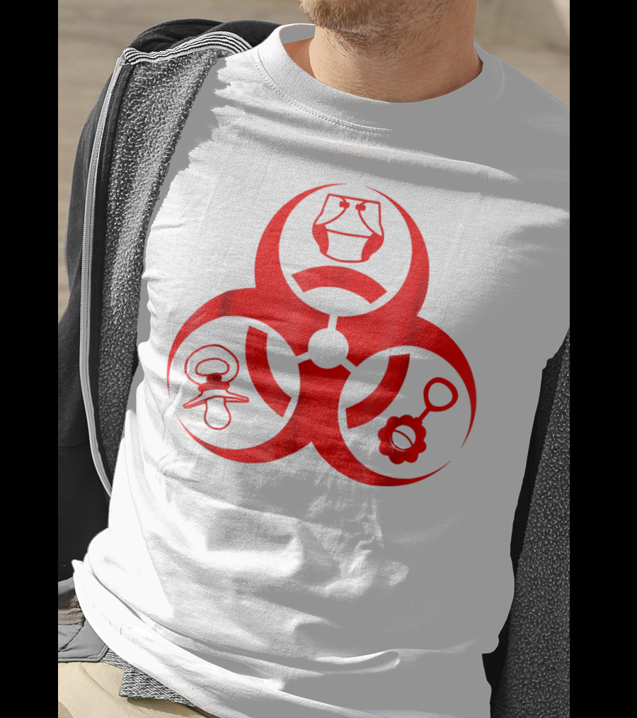 Biohazard Symbol Diaper New Dad Funny First Time Dad Pacifier Rattle T-Shirt
