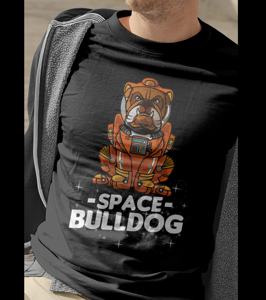 Space Bulldog In Astronaut Suit T-Shirt