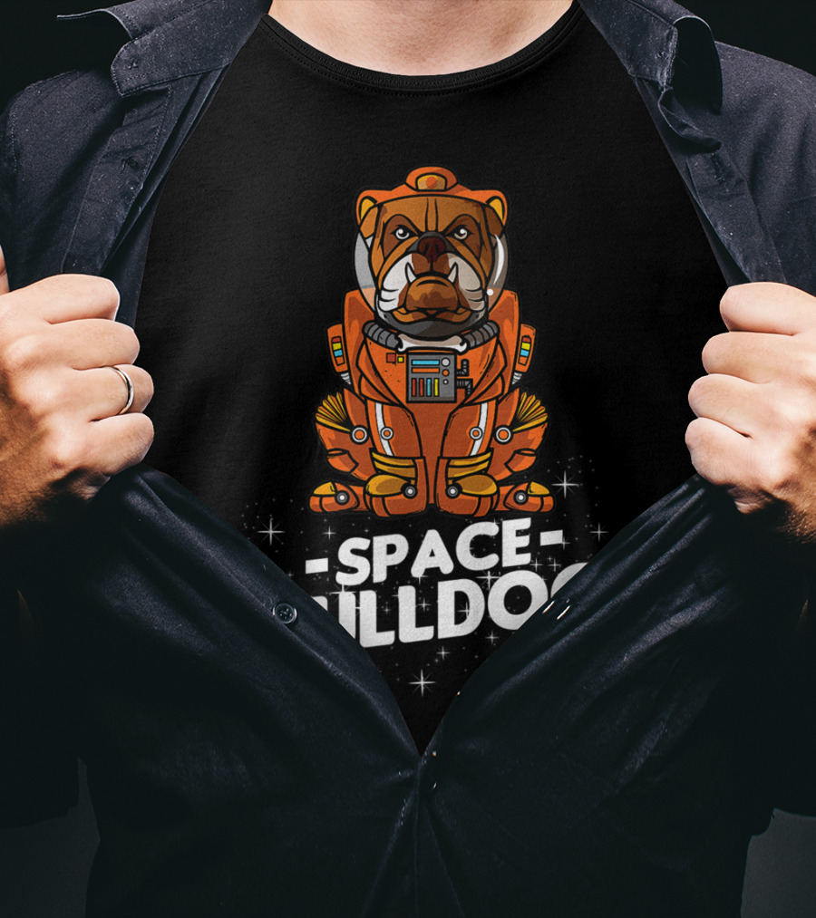 Space Bulldog In Astronaut Suit T-Shirt