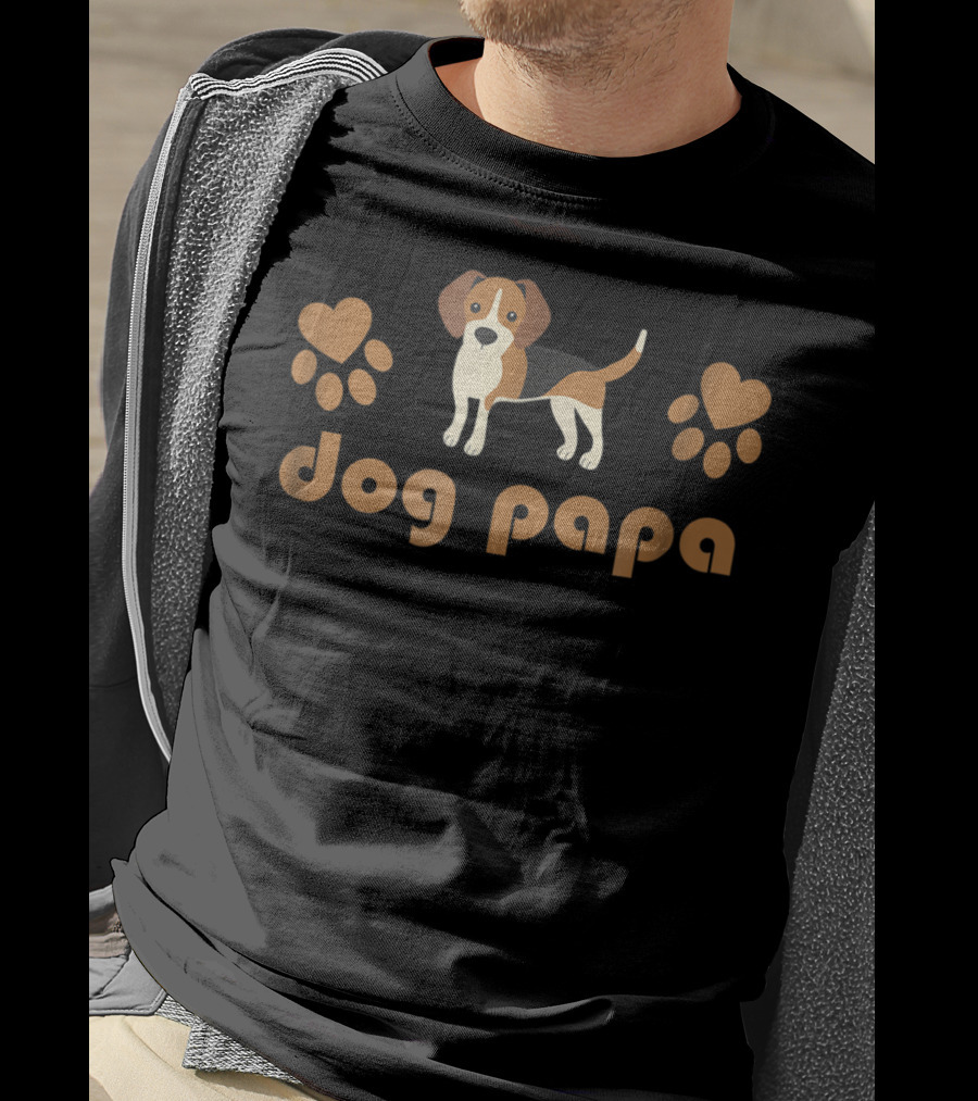 Dog Papa Beagle Dad Cute Funny Dog T-Shirt