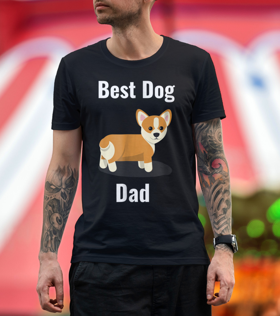 Best Dog Dad Corgi Cartoon T-Shirt