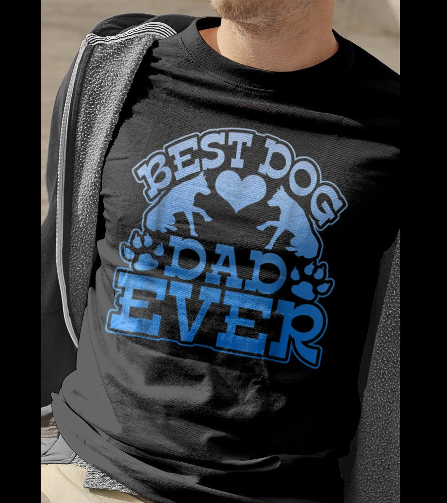 Best Dog Dad Ever Heart Paw Dogs T-Shirt