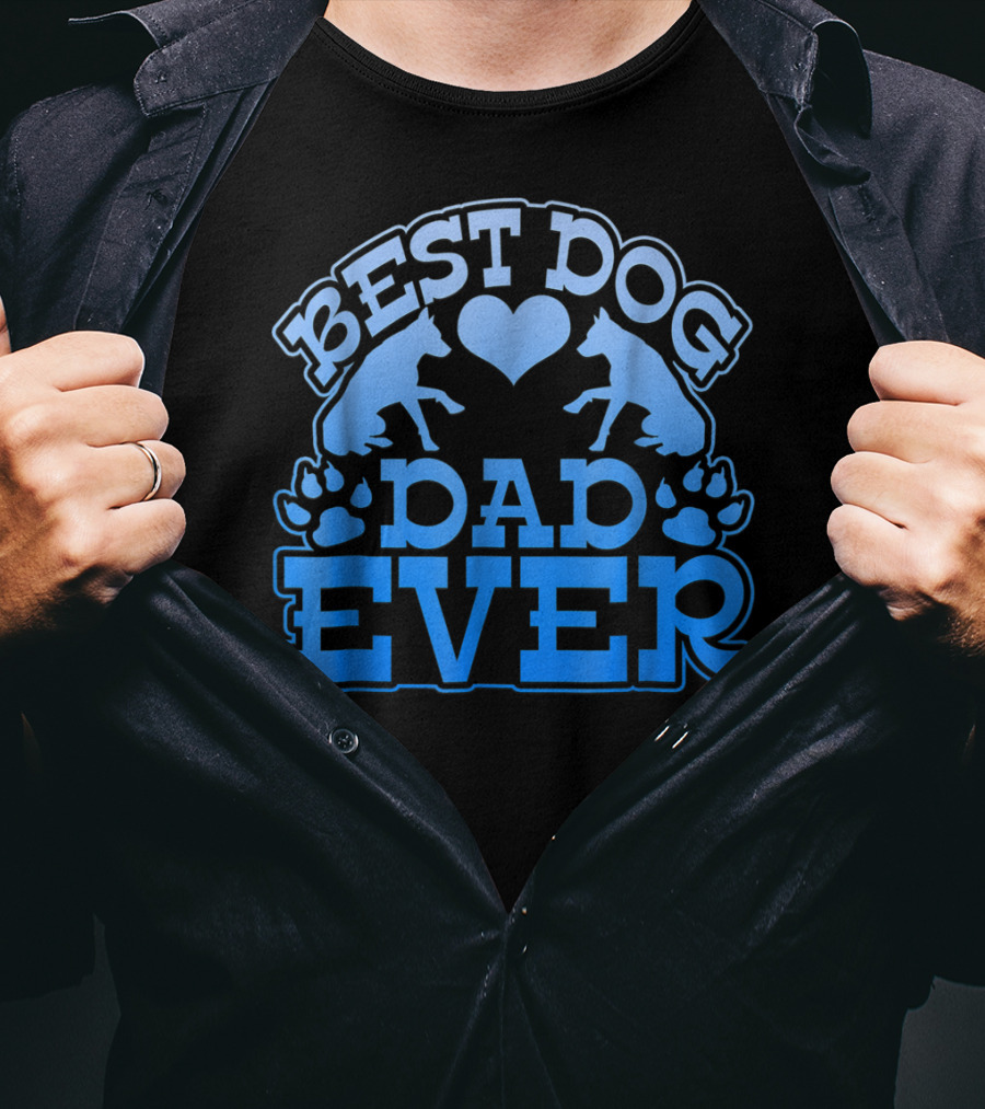 Best Dog Dad Ever Heart Paw Dogs T-Shirt