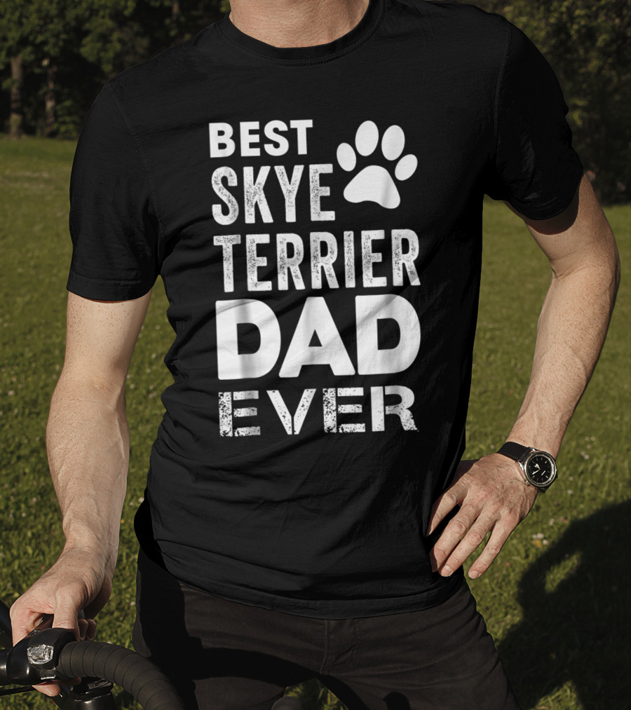 Best Skye Terrier Dad Ever With Paw Prints T-Shirt