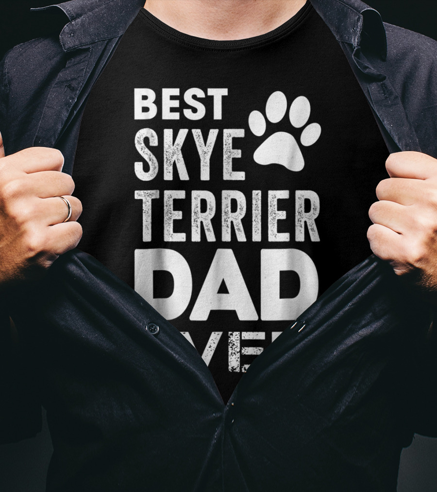 Best Skye Terrier Dad Ever With Paw Prints T-Shirt