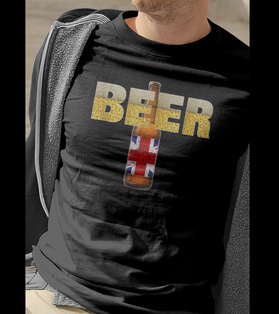 Beer Bottle British Flag Pub Crawl Brewery 29 T-Shirt