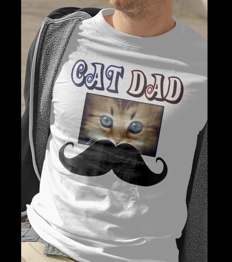 CaT Dad Love Cats76 Moustache Blue Eyed Kitten T-Shirt