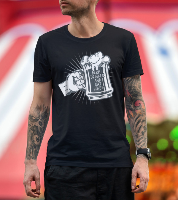 Premium T-Shirt: Beer Drinker and Cat Lover Cat Dad81 T-Shirt Beer Drinker and Cat Lover Cat Dad81 T-Shirt