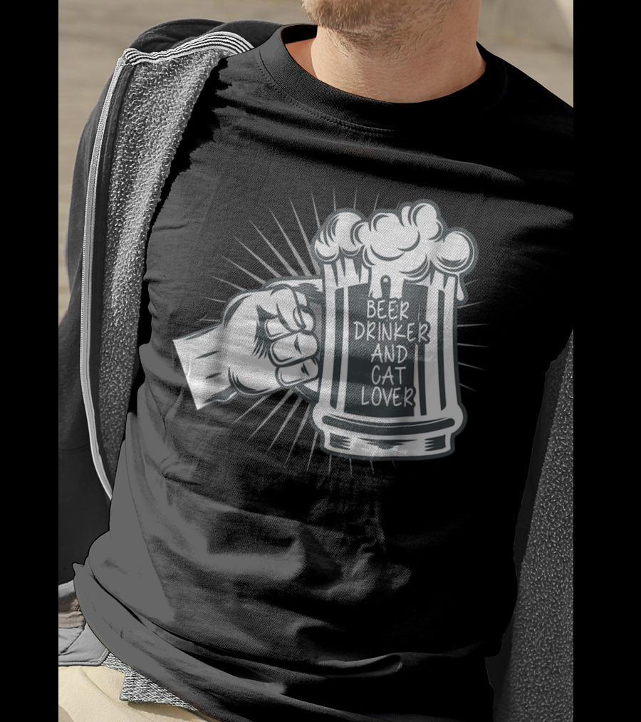 Beer Drinker And Cat Lover Cat Dad81 T-Shirt