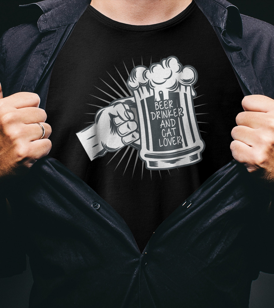 Beer Drinker And Cat Lover Cat Dad81 T-Shirt