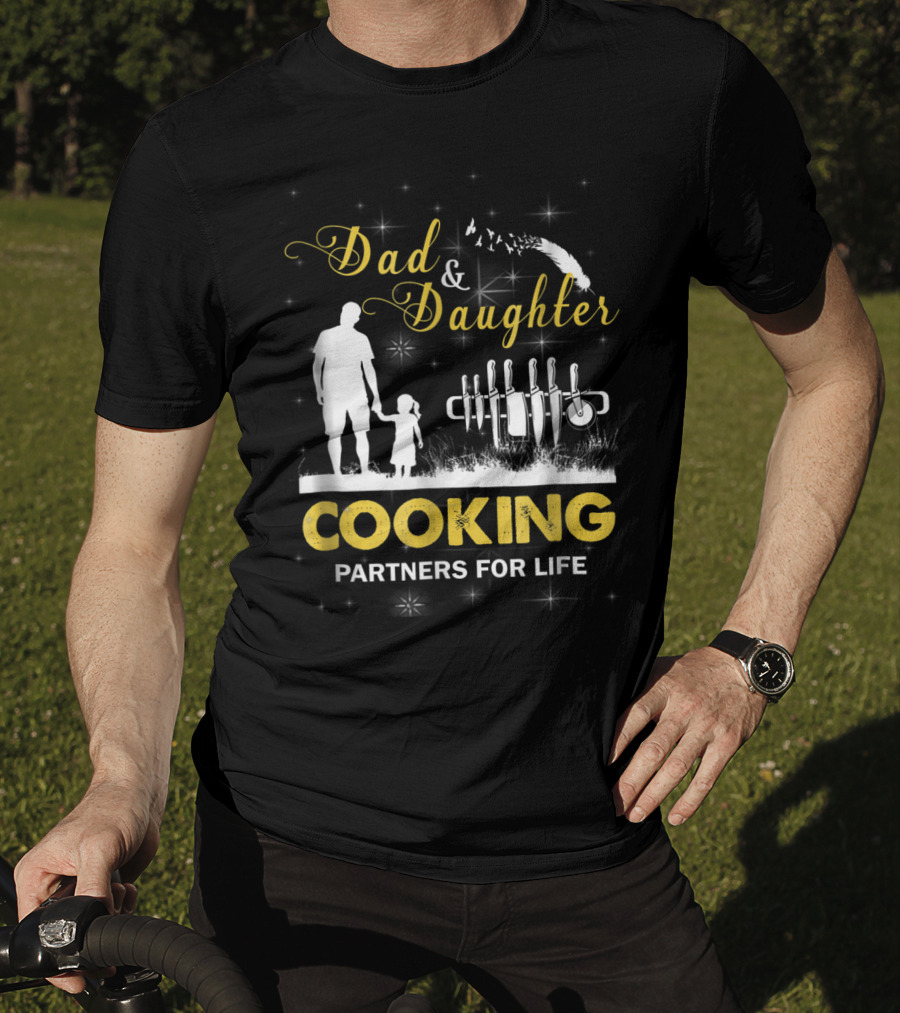Dad And Daughter Cooking Partners For Life Silhouette And Knives T-Shirt