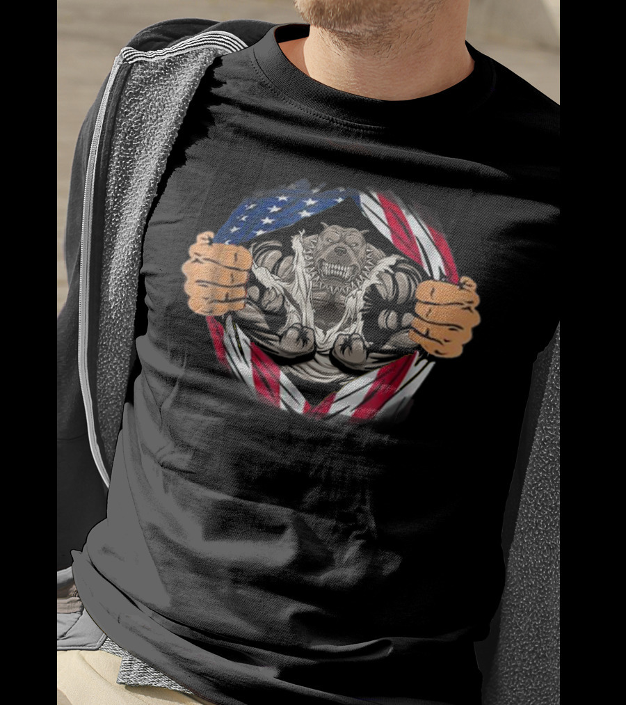 American Pitbull Strength Within US Flag S84 T-Shirt