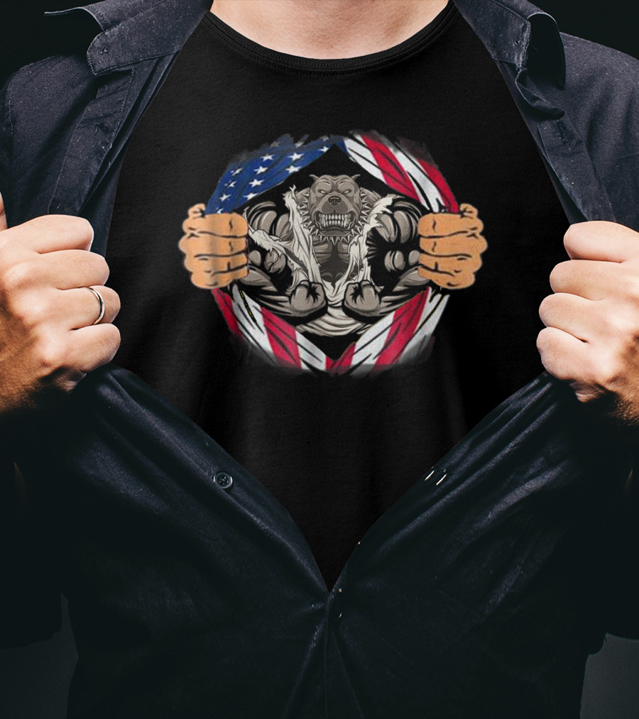 American Pitbull Strength Within US Flag S84 T-Shirt
