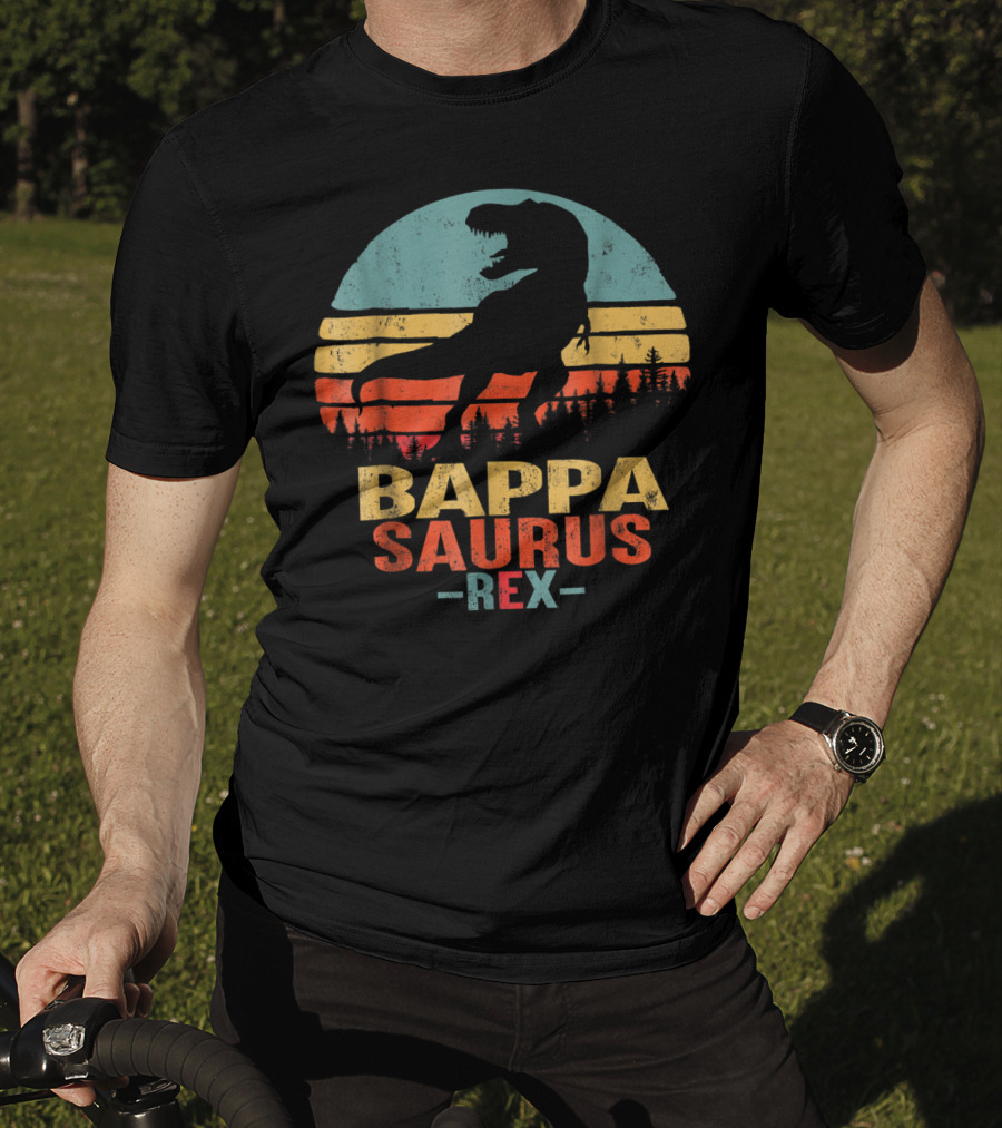 Bappasaurus Rex Dinosaur Retro Sunset T-Shirt