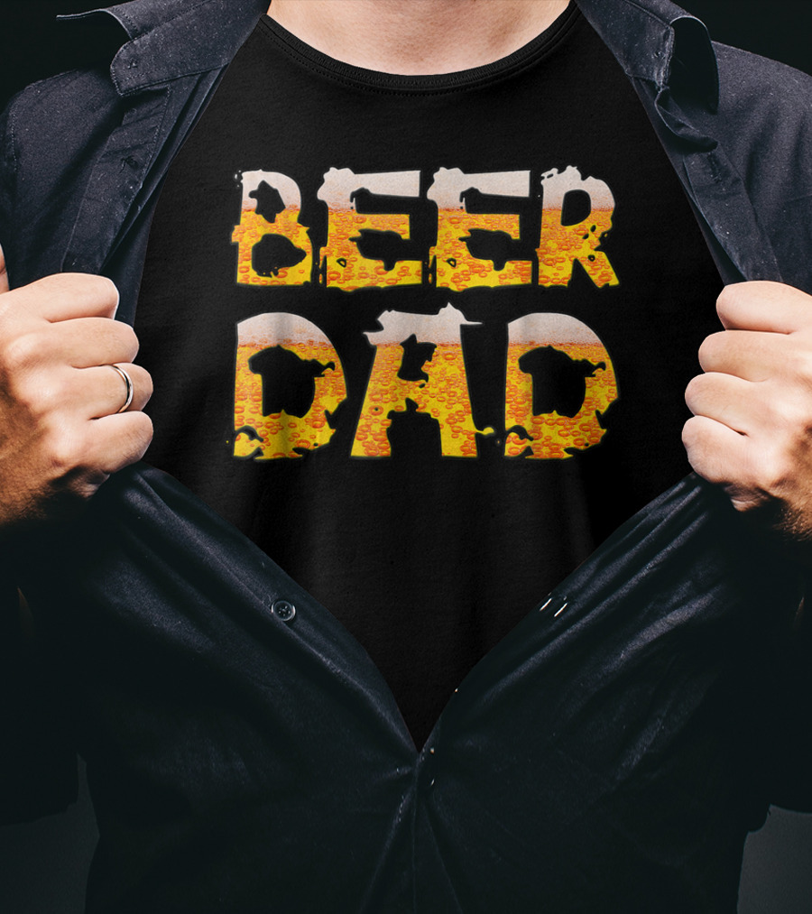 Beer Dad Drinking For Fathers Who Enjoy Beer-Covered Letters T-Shirt