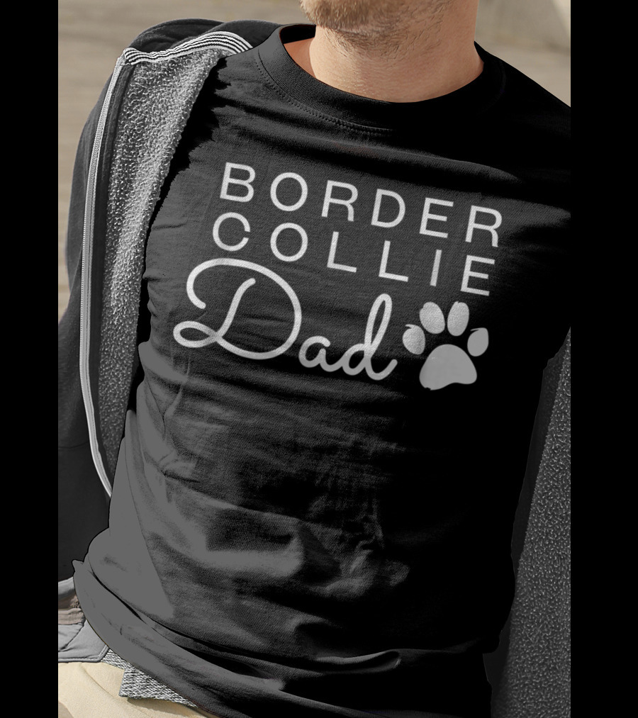 Border Collie Dad Paw Prints T-Shirt