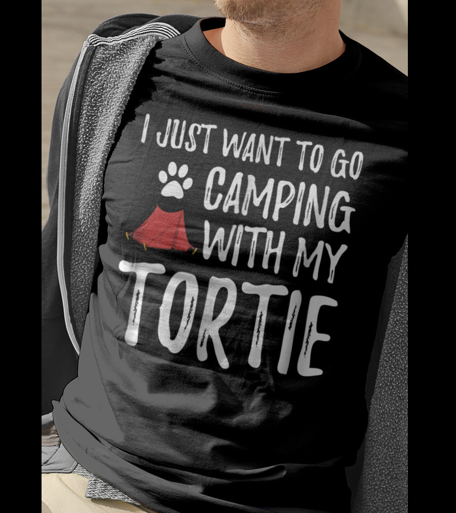 I Just Want To Go Camping With My Tortie Cat Paw Tent T-Shirt