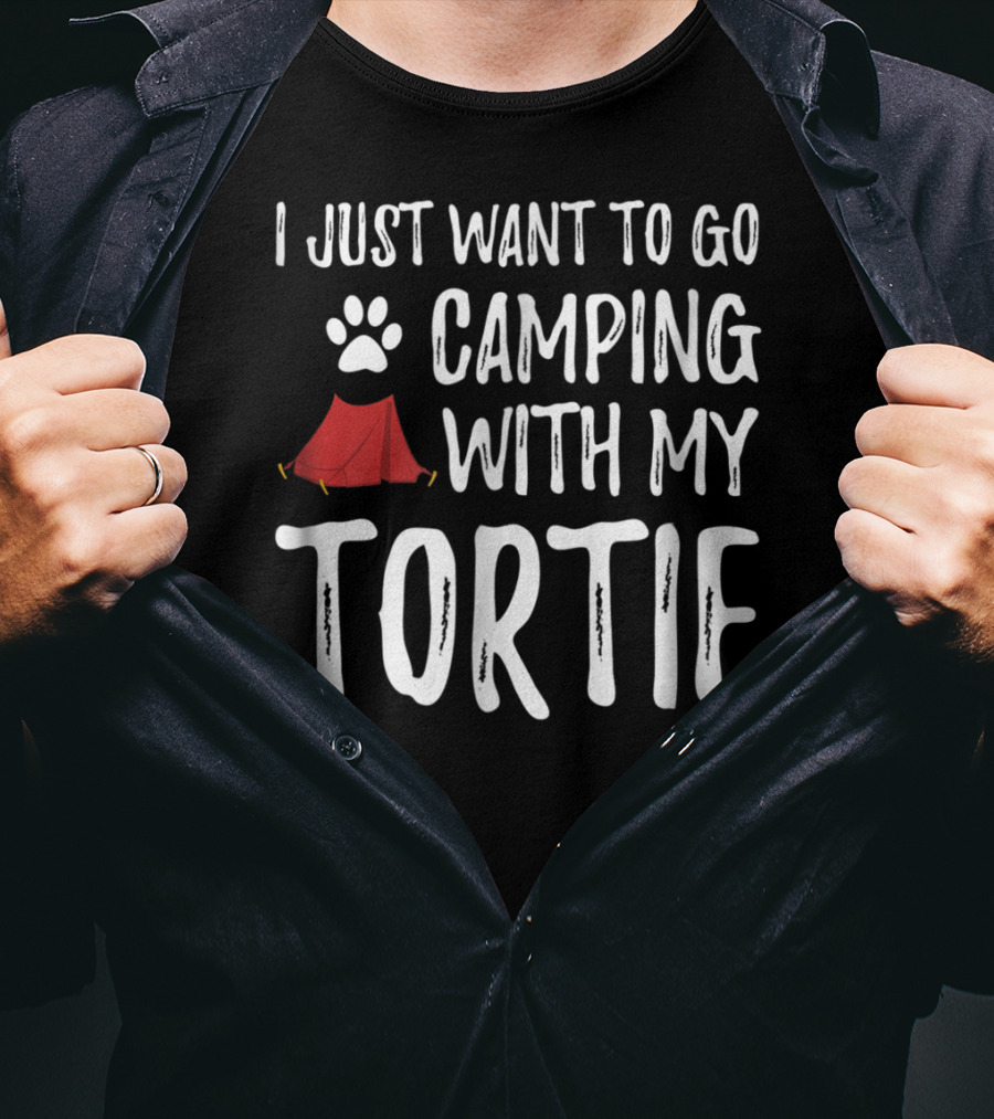 I Just Want To Go Camping With My Tortie Cat Paw Tent T-Shirt