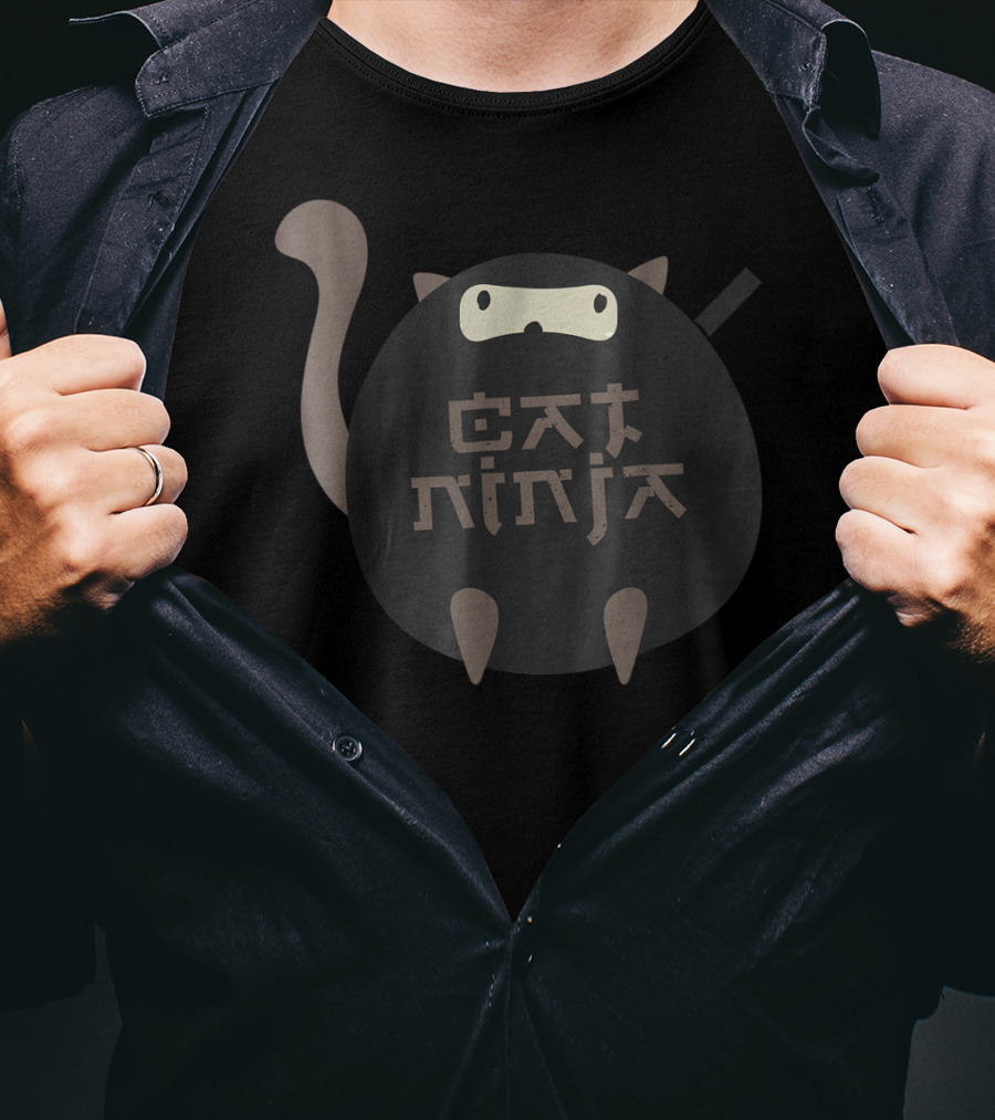 Cat Ninja Cat Dad40 Ninja Mask Playful Feline T-Shirt