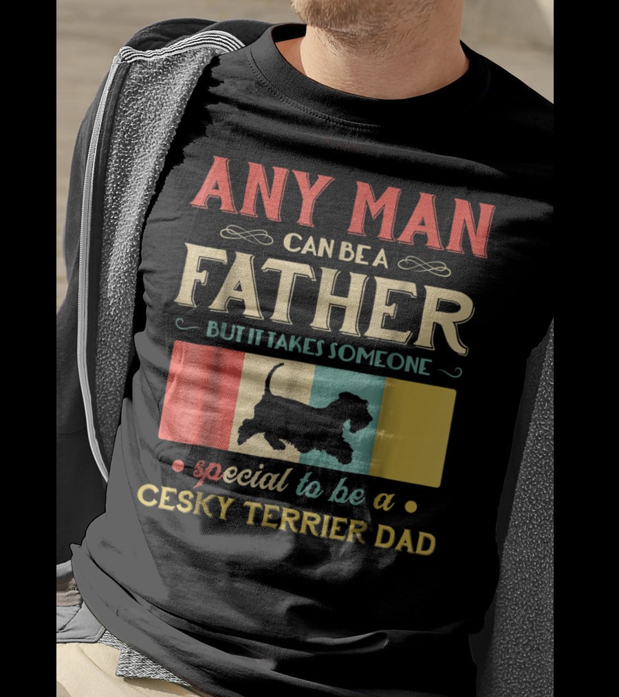 Any Man Can Be A Father But It Takes Someone Special To Be A Cesky Terrier Dad T-Shirt