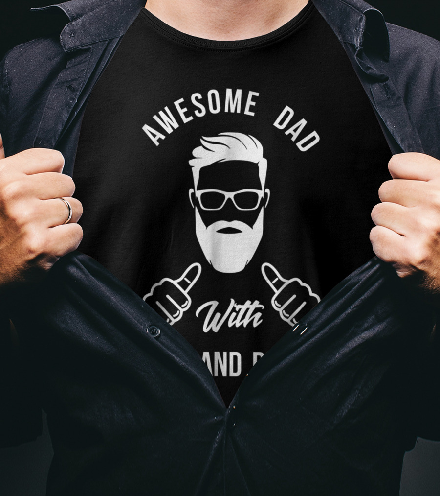 Awesome Dad With Specs And Beards Thumbs Up T-Shirt