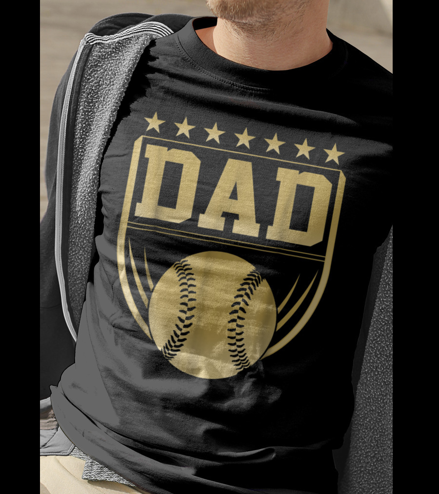 Golden Shield Baseball Dad Medal 76 T-Shirt