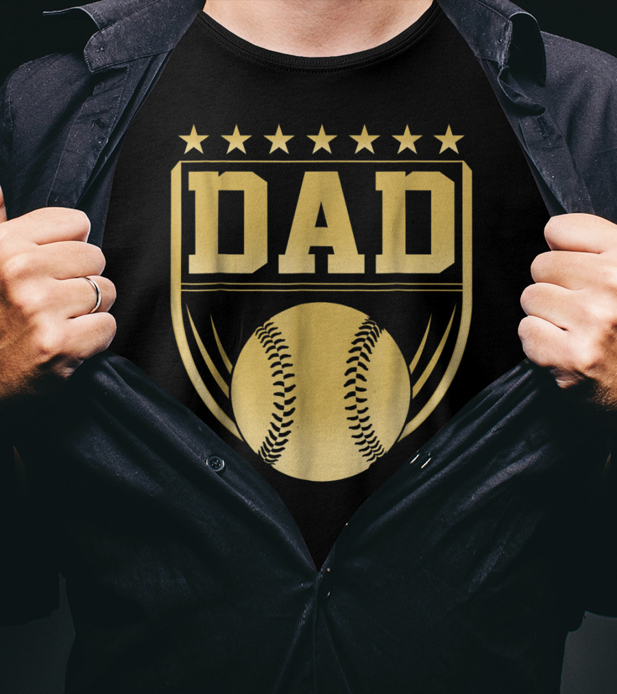 Golden Shield Baseball Dad Medal 76 T-Shirt