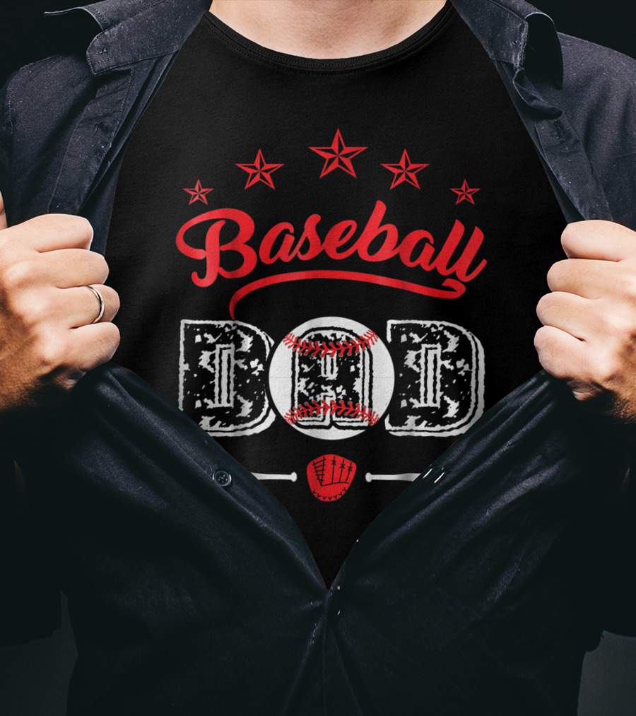 Baseball Dad Stars And Bats T-Shirt
