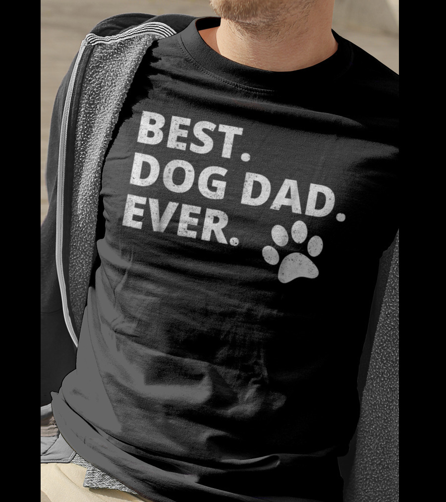Best Dog Dad Ever Funny Dog Owner Pet Owner Paw Prints T-Shirt