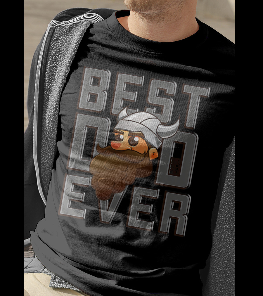 Best Viking Dad Ever Vikings Legend Pop Beard Horned Helmet Cartoon T-Shirt