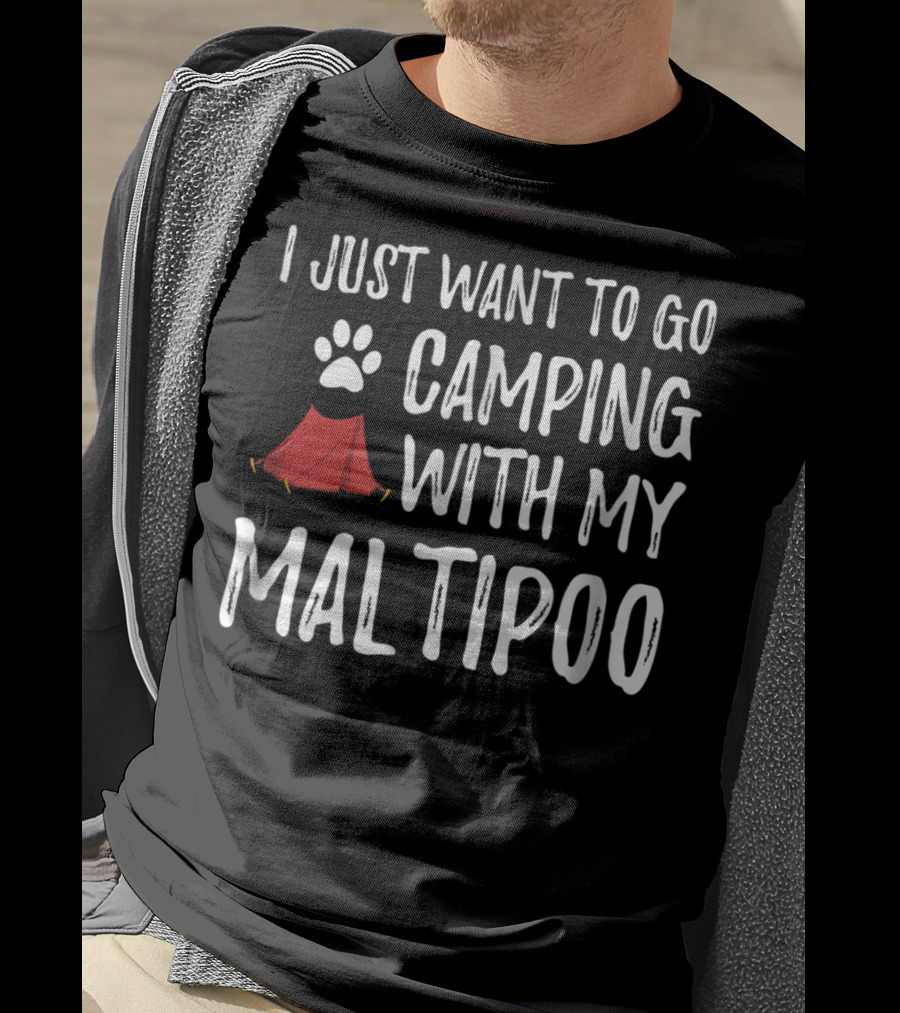 Camping With My Maltipoo For Funny Dog Mom Or Dog Dad Camper91 T-Shirt