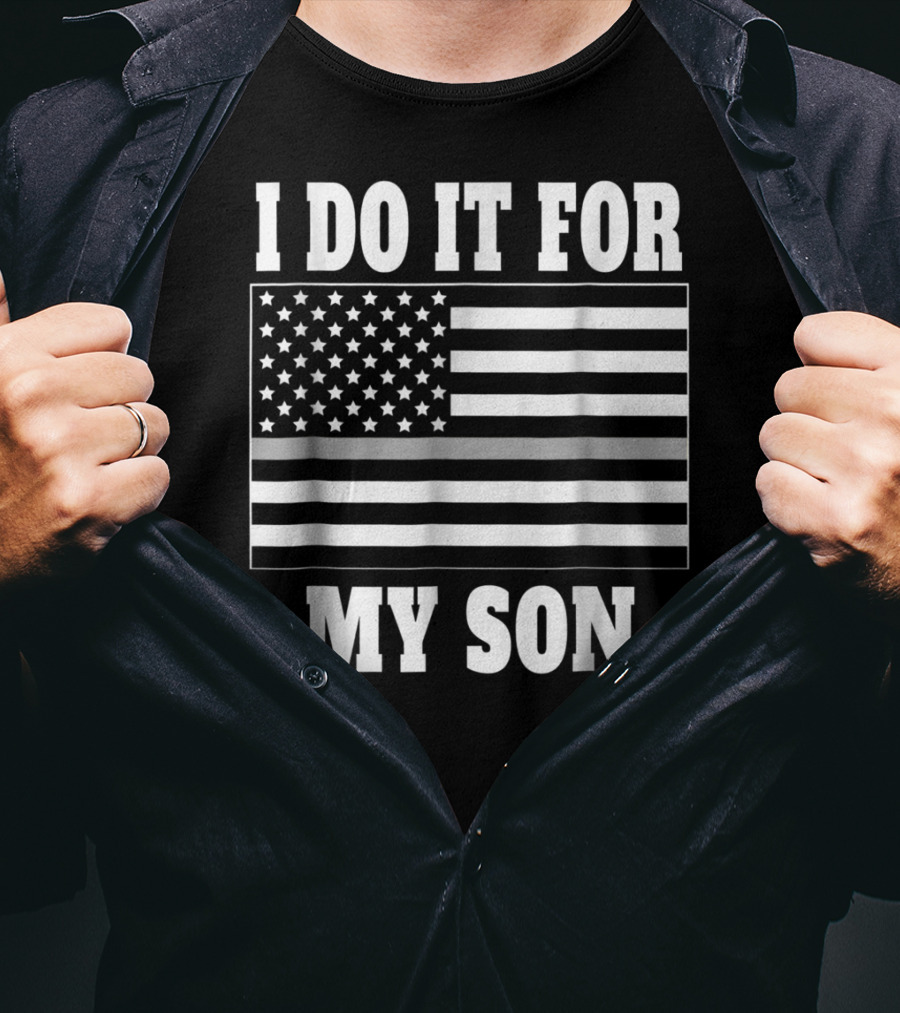 Corrections Officer Dad Thin Gray Line I Do It For My Son T-Shirt