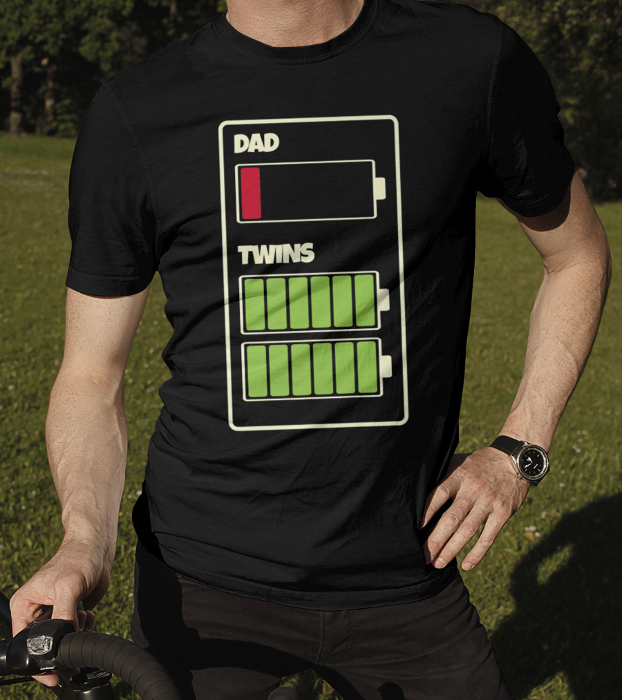 Dad Low Battery Twins Full Charge T-Shirt