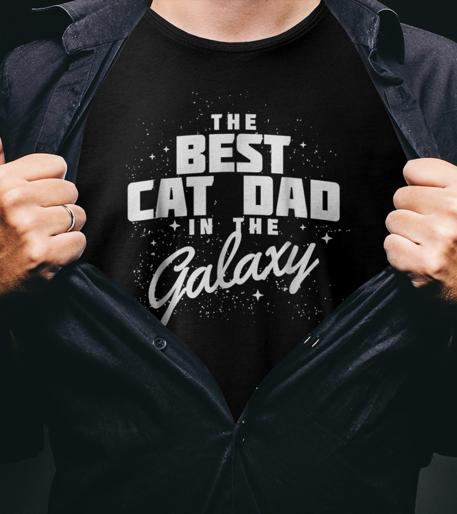 The Best Cat Dad In The Galaxy Men69 Kitten Lover T-Shirt