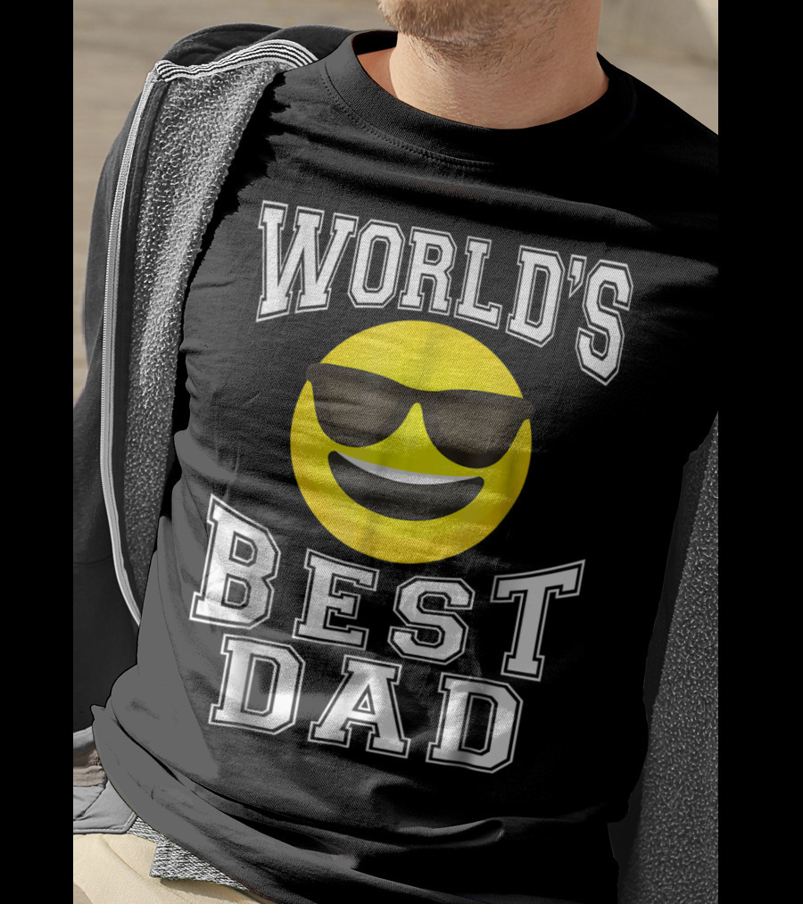World's Best Dad Cool Emoticon T-Shirt