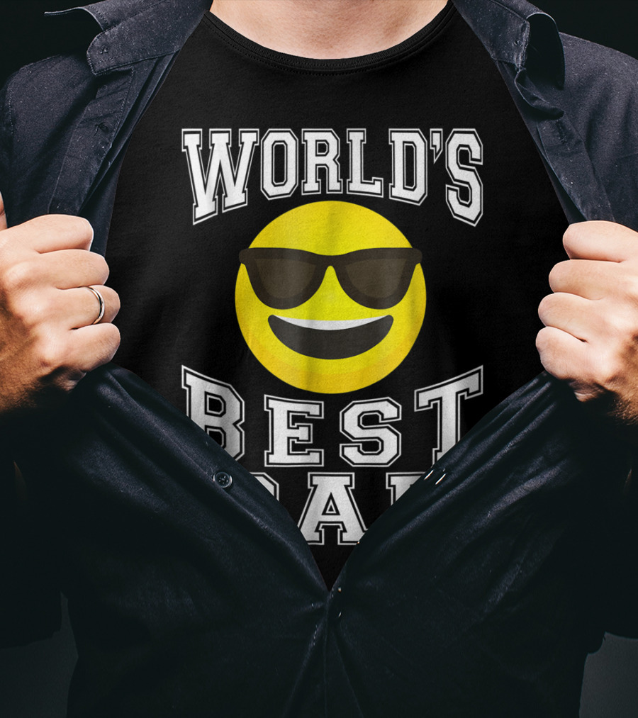 World's Best Dad Cool Emoticon T-Shirt