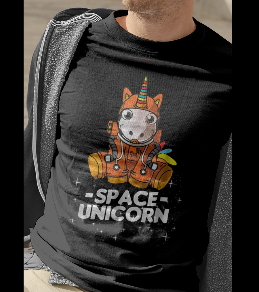 Space Unicorn Astronaut Suit With Christmas Dog Owner T-Shirt