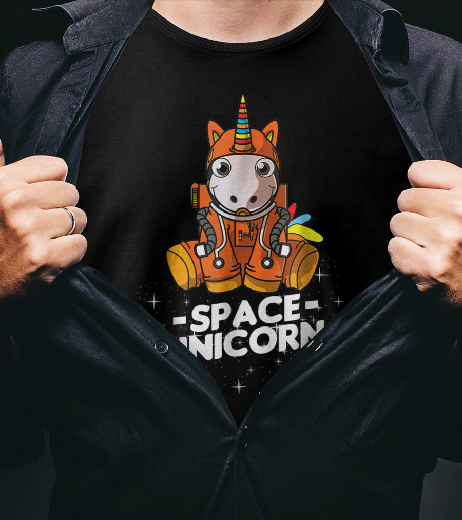 Space Unicorn Astronaut Suit With Christmas Dog Owner T-Shirt