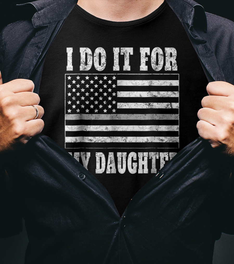 Corrections Officer Dad Thin Gray Line I Do It For My Daughter American Flag T-Shirt