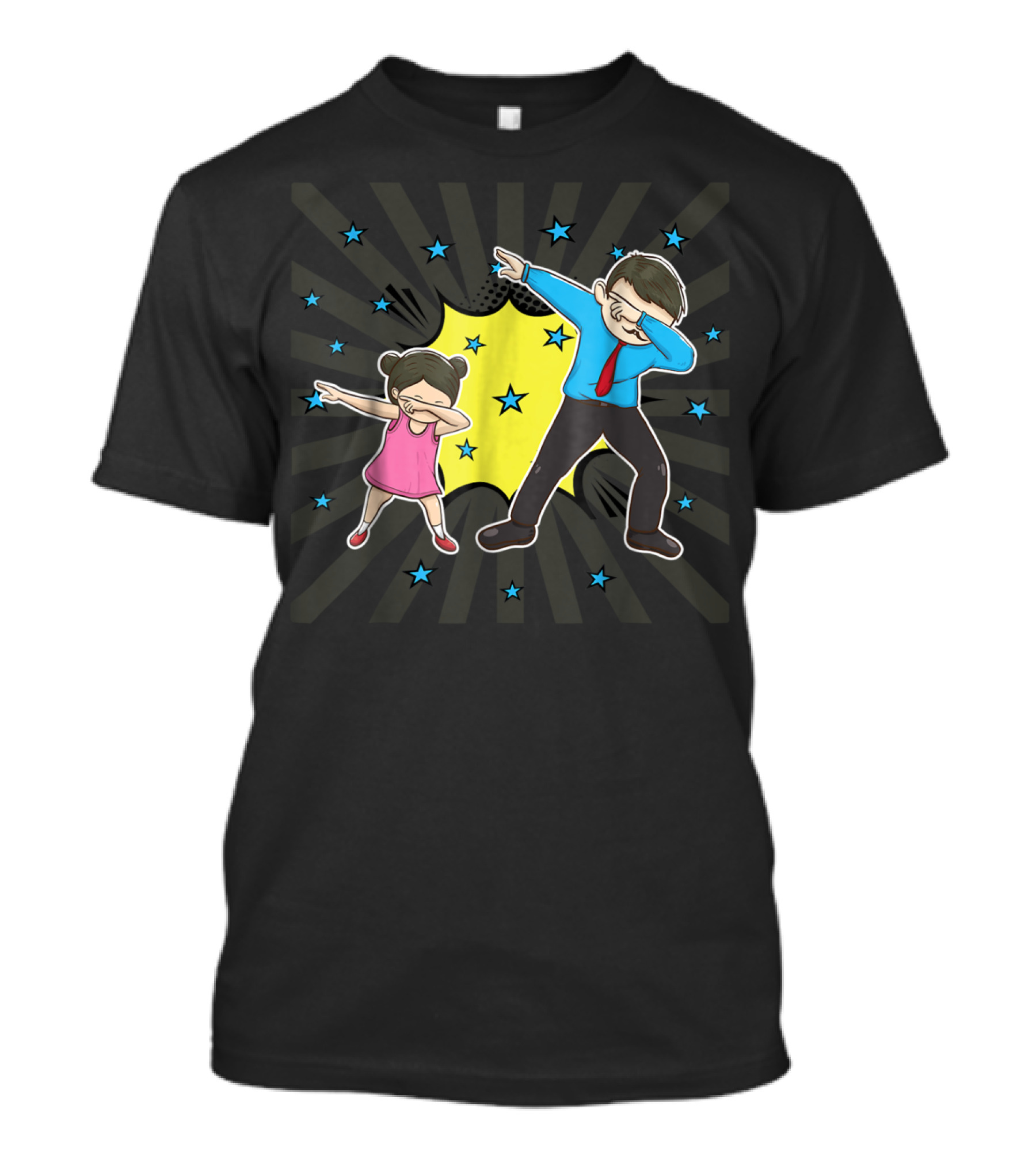 Dabbing Dad Matching Dad Daughter Father Stars Burst Fun T-Shirt