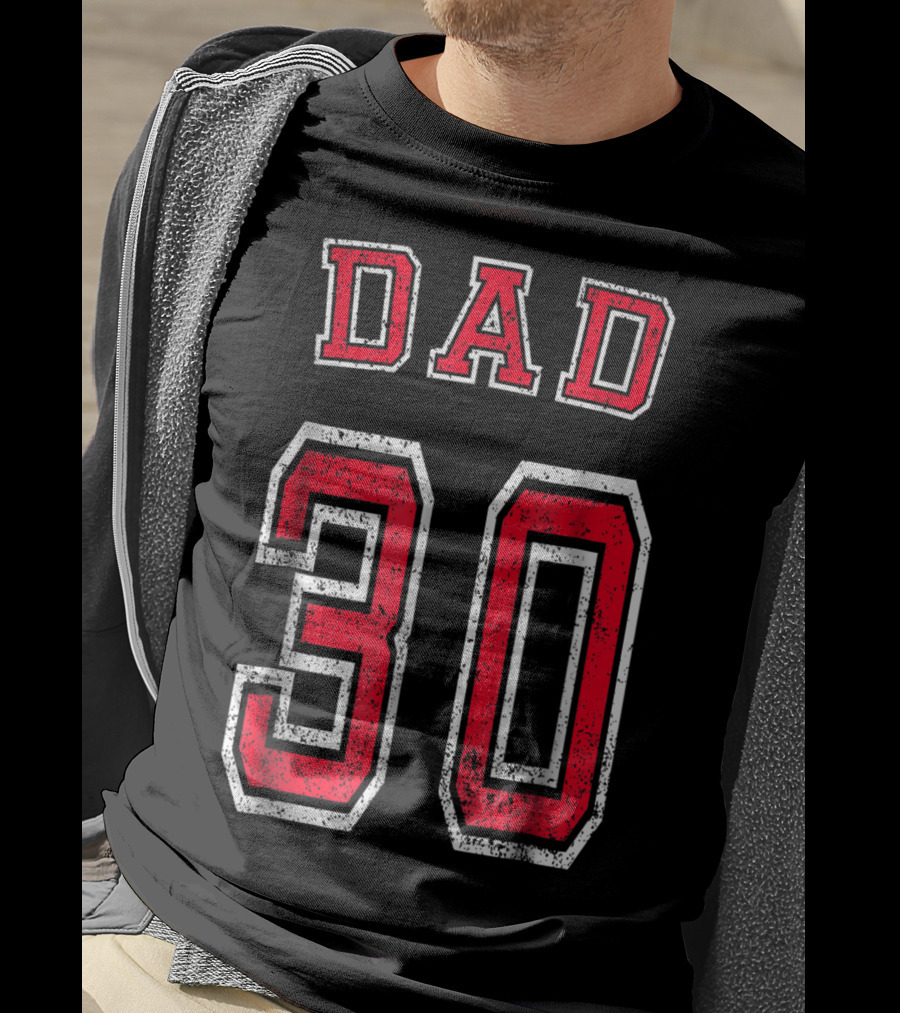 Dad 30 Distressed Football Birthday T-Shirt