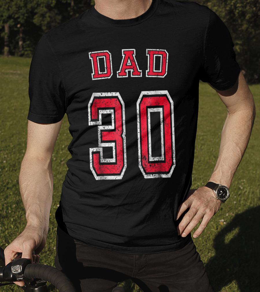Dad 30 Distressed Football Birthday T-Shirt