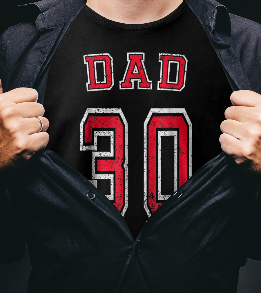 Dad 30 Distressed Football Birthday T-Shirt