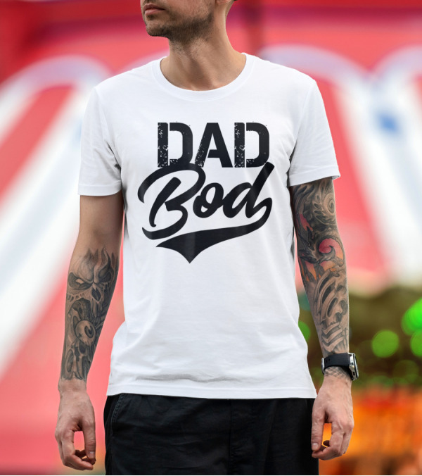Premium T-Shirt: Dad Bod Classic Retro Swoosh Font T-Shirt Dad Bod Classic Retro Swoosh Font T-Shirt
